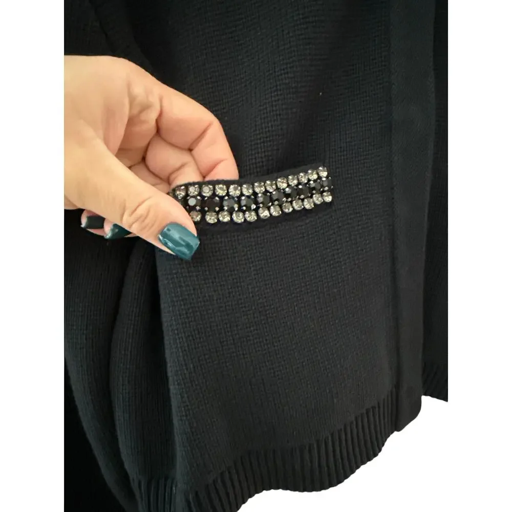 J Crew Emilie Sweater Lady Black Jacket with Jewel Trim Size Small